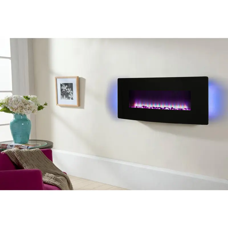42 in. Curved Front Wall-Mount Electric Fireplace in Black36.8 / each