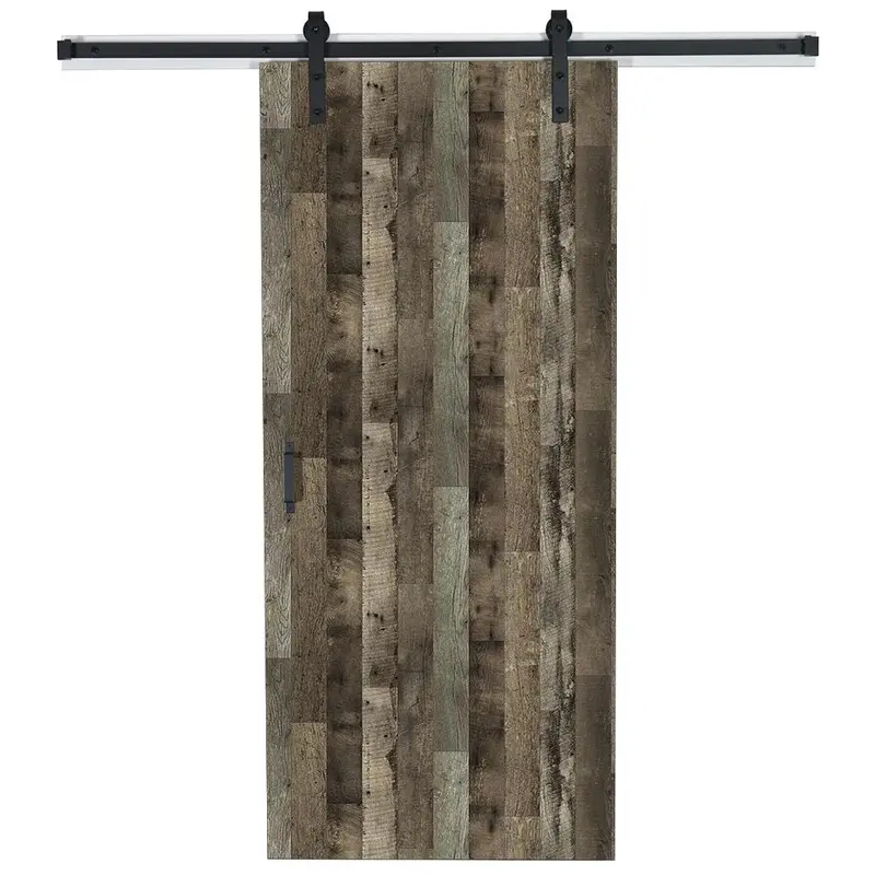 43 in. x 84 in. x 1.375 Reclaimed Oak Y0302-12 Wood Solid Core Laminate Flush Barn Door with Hardware Kit114 / each