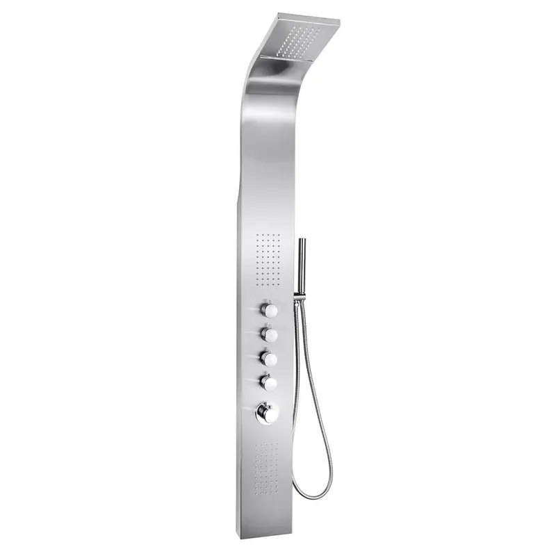 63 in. 2 Massage Spray Shower Panel System in Stainless Steel with Rainfall Shower Head and Shower Wand22 / box