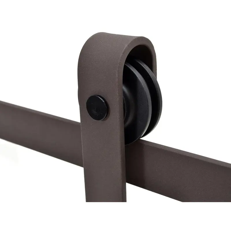 60 in. Antique Bronze Classic Bent Strap Barn Style Sliding Door Track and Hardware Set