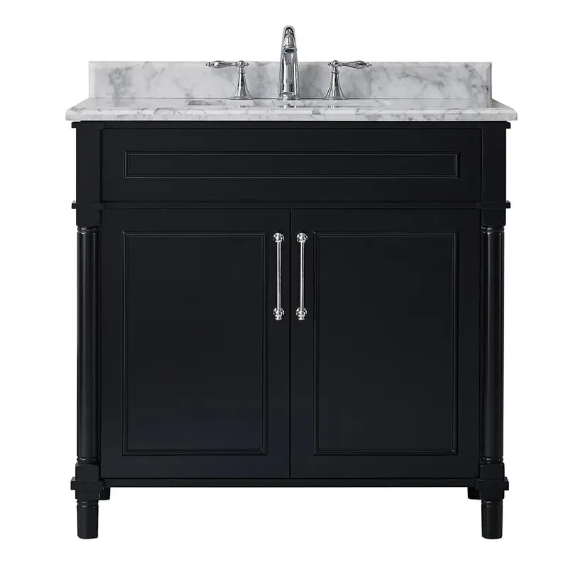 Aberdeen 36 in. W x 22 in. D Vanity in Black with Carrara Marble Top with White SinkDove Grey / 122 / Carrara White Marble