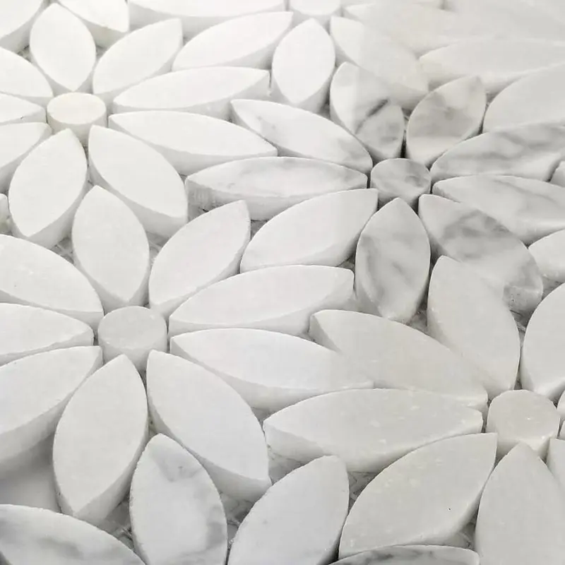 Abolos Marble 5-Pack White 12-in x 12-in Glossy Natural Stone Marble Look Floor and Wall Tilesq/ft
