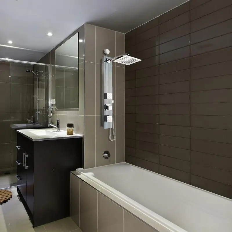 AKDY 35-in Brushed Stainless Steel 2-Spray Shower Panel System (Valve Included)Brushed Stainless Steel