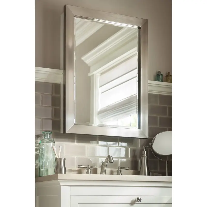 allen   roth 22.25-in x 30.25-in Rectangle Surface Mirrored Medicine CabinetBrush nickel