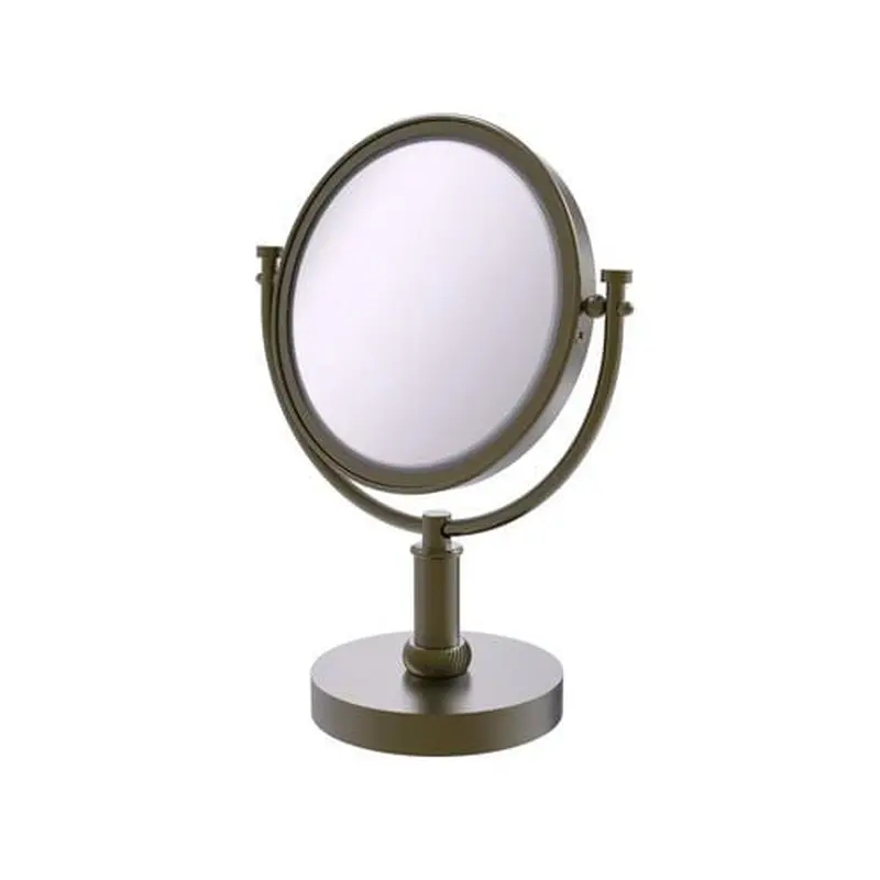 Allied Brass 8-in x 15-in Antique Brass Double-Sided Magnifying Countertop Vanity Mirror
