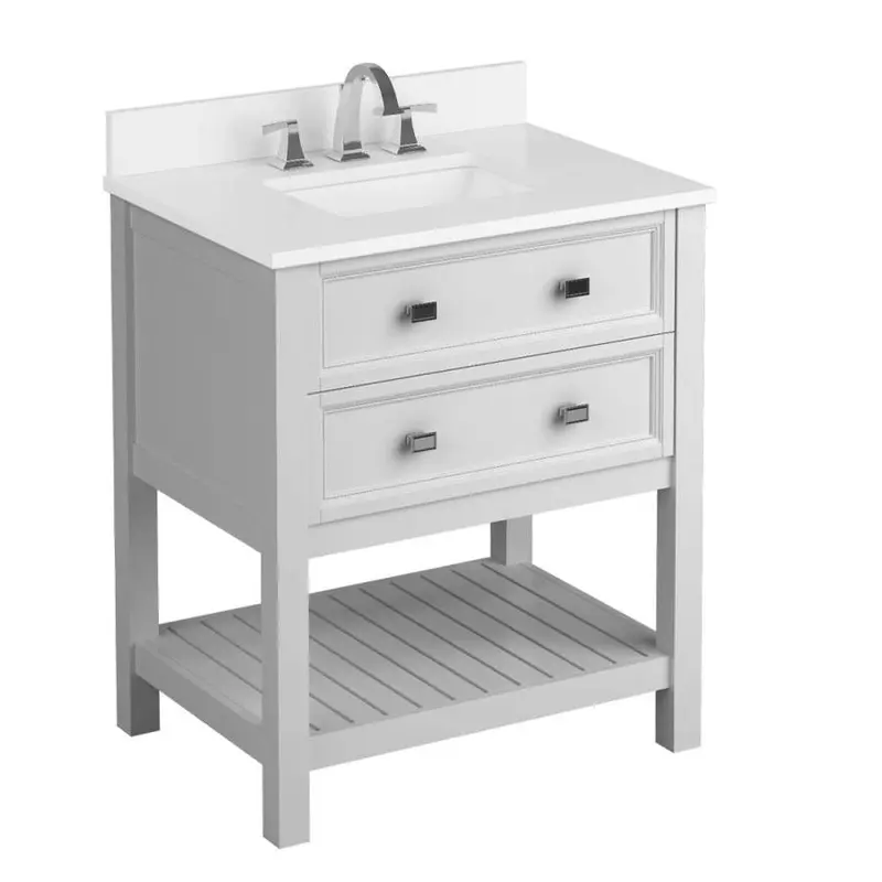 allen   roth Canterbury 30-in White Single Sink Bathroom Vanity with White Engineered Stone TopWhite