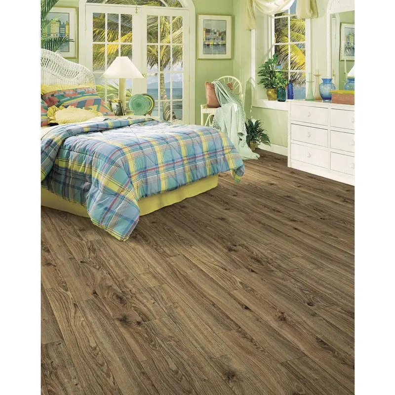 allen   roth Handscraped Driftwood Oak 4.96-in W Handscraped Wood Plank Laminate Flooringsq/ft