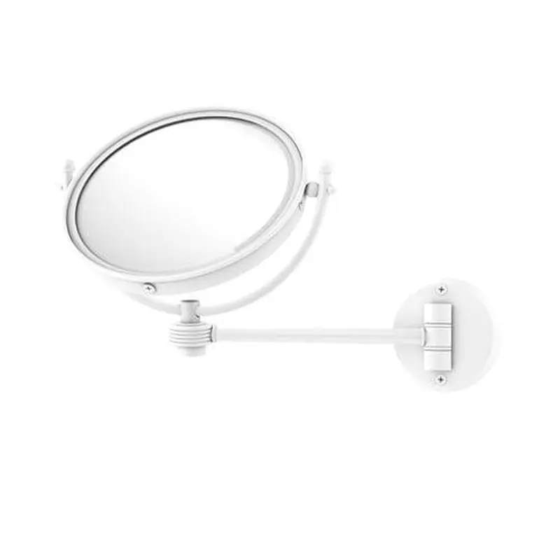 Allied Brass 8-in x 10-in Matte White Double-Sided Magnifying Wall-Mounted Vanity Mirror