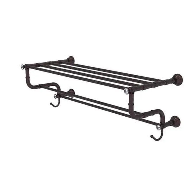 Allied Brass Carolina Crystal Collection 30-in Towel Shelf with Double Towel Bar in Antique Bronze