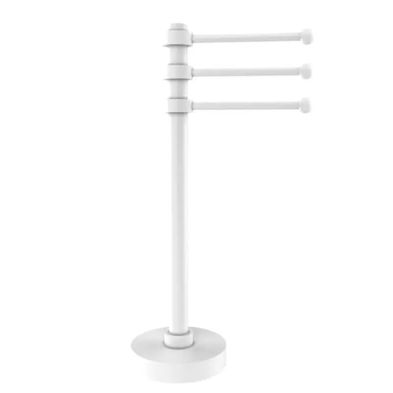 Allied Brass Vanity Top 3 Swing Arm Guest Towel Holder in Matte White