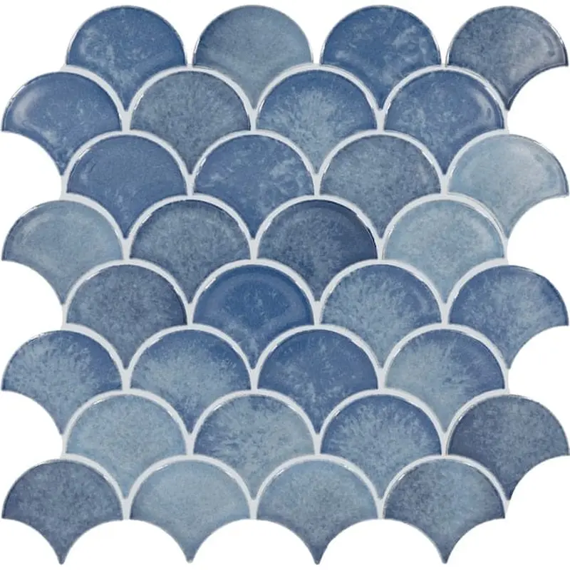 American Olean Emerald Waters Sea Blue 13-in x 14-in Glossy Ceramic Scale Patterned Wall Tile (0.6-sq. ft/ Piece)