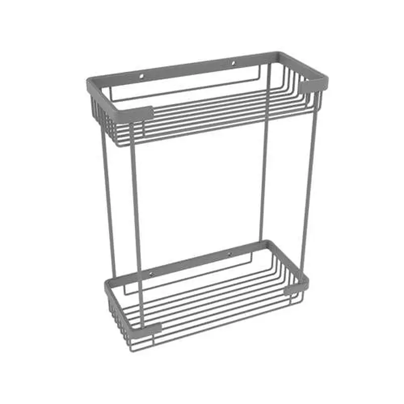 Allied Brass Double Tier Rectangular Toiletry Shower Basket in Matte Gray
