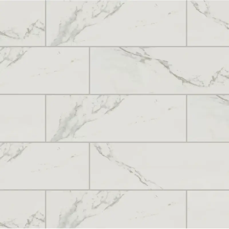 American Olean Marble Manor Calacatta 6-in x 18-in Glossy Ceramic Marble Look Wall Tile
