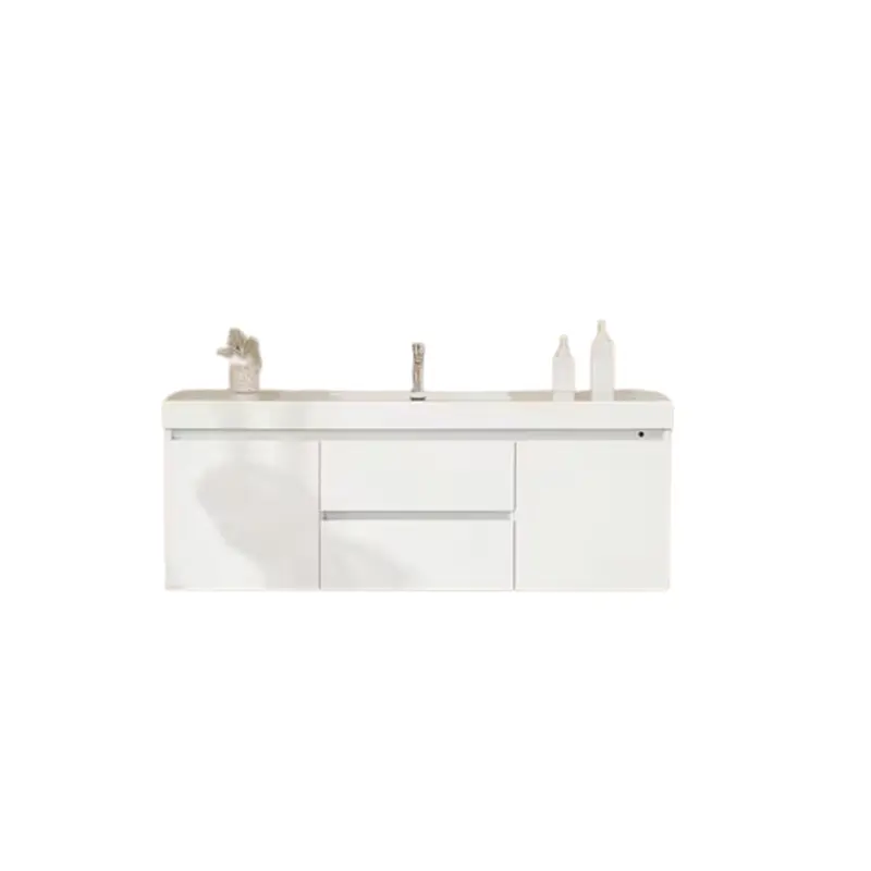 Annecy 60 in. W x 18.5 in. D x 20 in. H Bathroom Wall Hung Vanity in White with Single Basin Vanity Top in White Resin