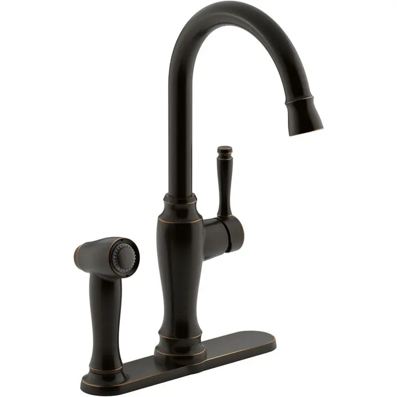 Arsdale Single-Handle Standard Kitchen Faucet in Oil-Rubbed Bronze with On-Deck Sidespray6.03 / each