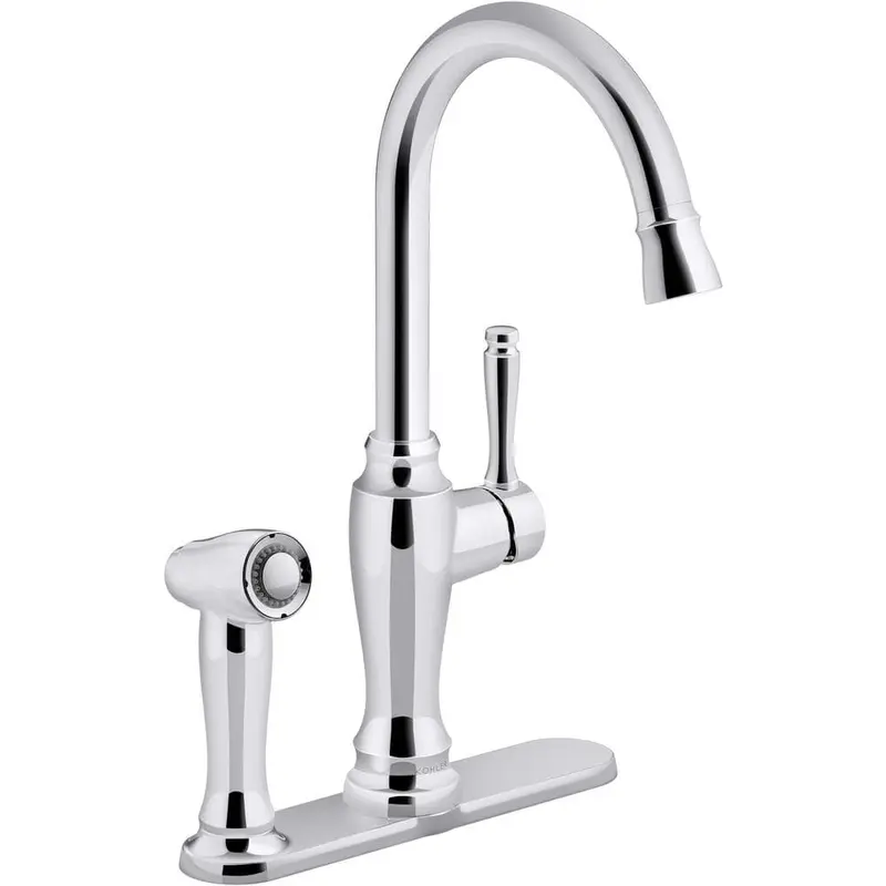 Arsdale Single-Handle Standard Kitchen Faucet in Polished Chrome with On-Deck Sidespray6.03 / each
