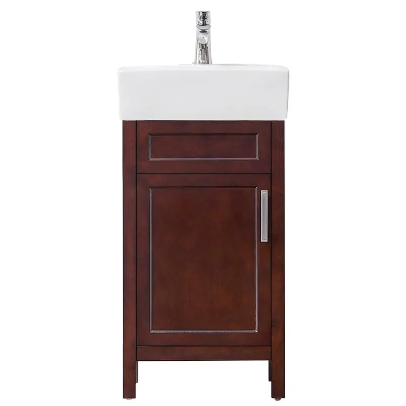 Arvesen 18 in. W x 12 in. D Bath Vanity in Tobacco with Vitreous China Vanity Top in WhiteTobacco / 48.50
