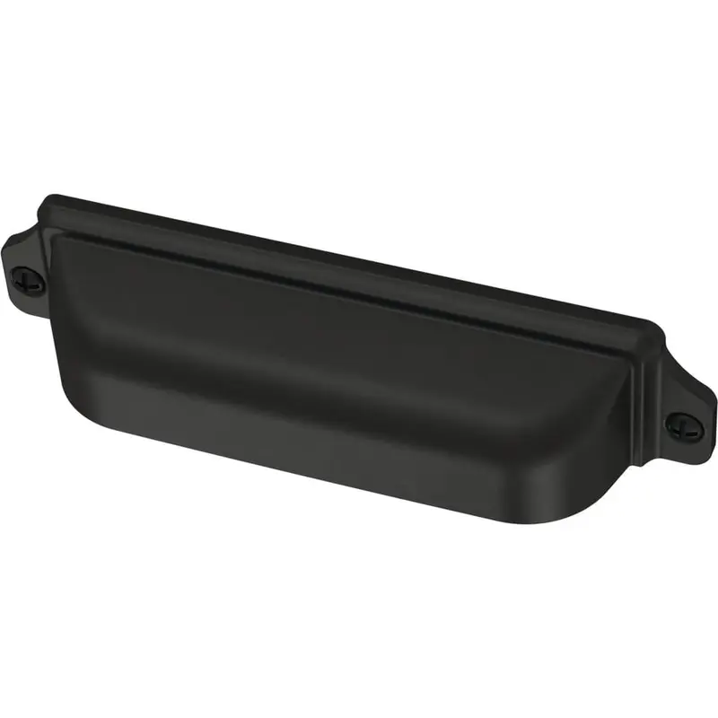 Awning 3 in. or 3-3/4 in. (76 mm or 96 mm) Flat Black Dual Mount Cup Drawer Pull3 or 3-3/4 in. / Matte Black / 0.211