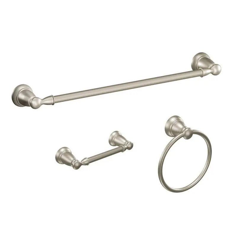 Banbury 3-Piece Bath Hardware Set with 24 in. Towel Bar, Toilet Paper Holder, and Towel Ring in Brushed NickelBrushed Nickel / 2.03