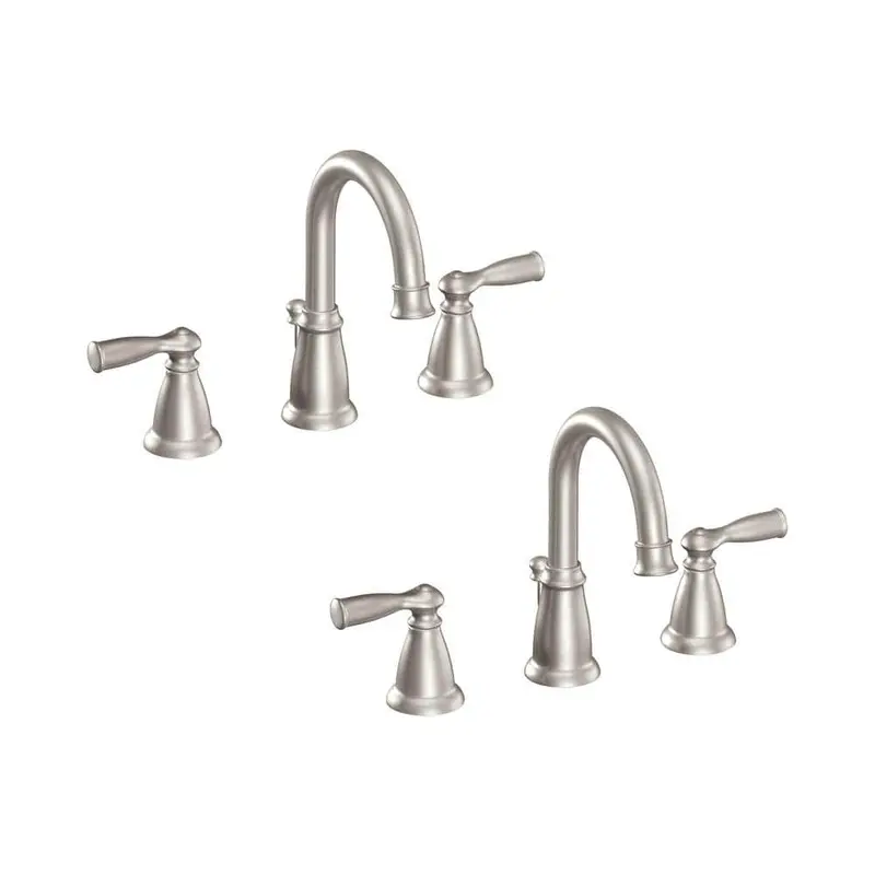 Banbury 8 in. Widespread 2-Handle High-Arc Bathroom Faucet in Spot Resist Brushed Nickel (2-Pack Combo)Spot Resist Brushed Nickel / 13.2