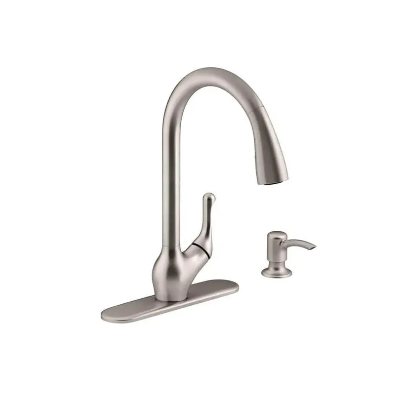 Barossa Single-Handle Pull-Down Sprayer Kitchen Faucet with Soap/Lotion Dispenser in Vibrant Stainless7.700 / each