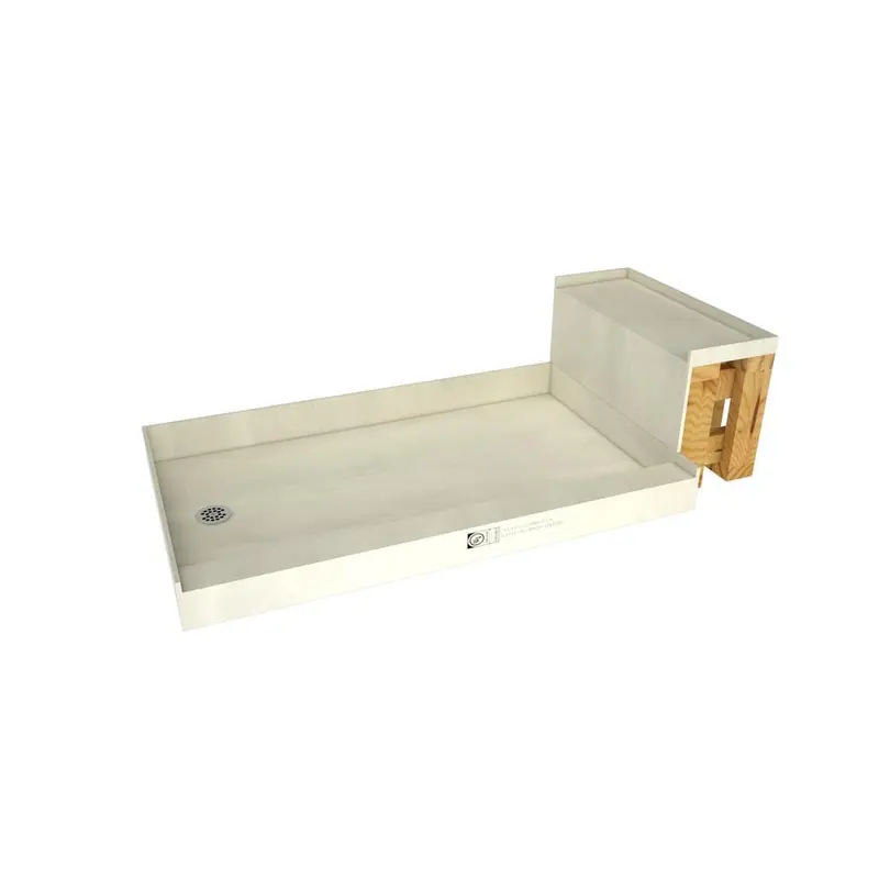 Base'N Bench 30 in. x 60 in. Single Threshold Shower Base and Bench Kit with Left Drain and Polished Chrome Drain PlatePolished Chrome / Left / 24