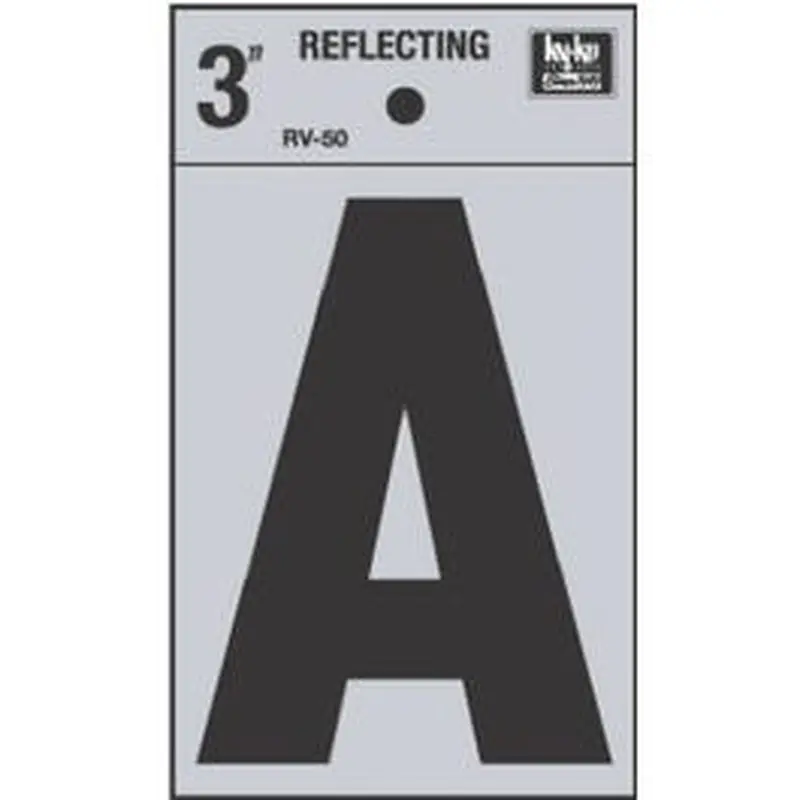 Address Letter, "A", Black Reflective Vinyl, Adhesive, 3-In.