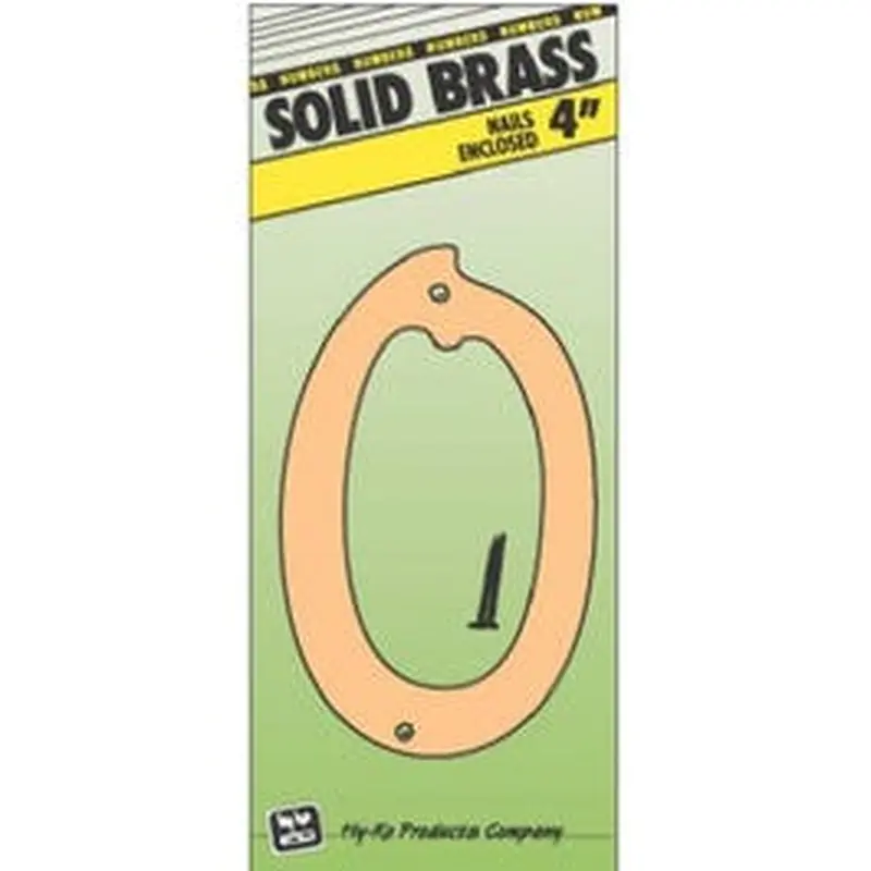 House Address Number "0", Brass, 4-In.