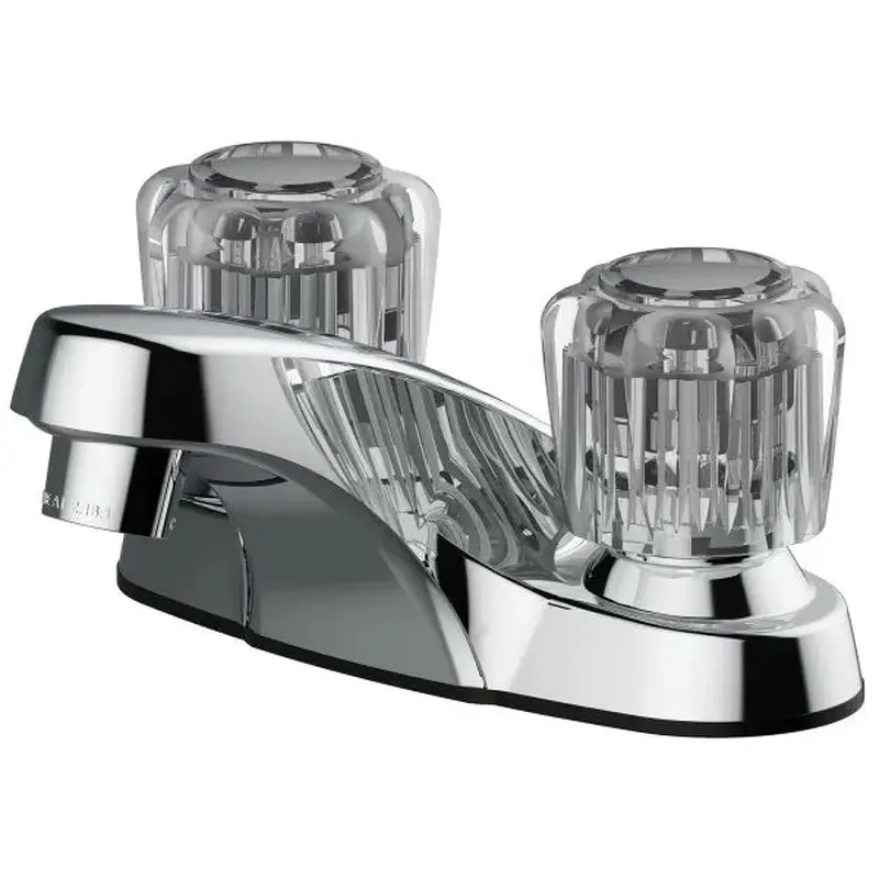 Seasons Two-Handle Centerset Bathroom Faucet With Acrylic Knobs And Drilled For Pop-UpChrome
