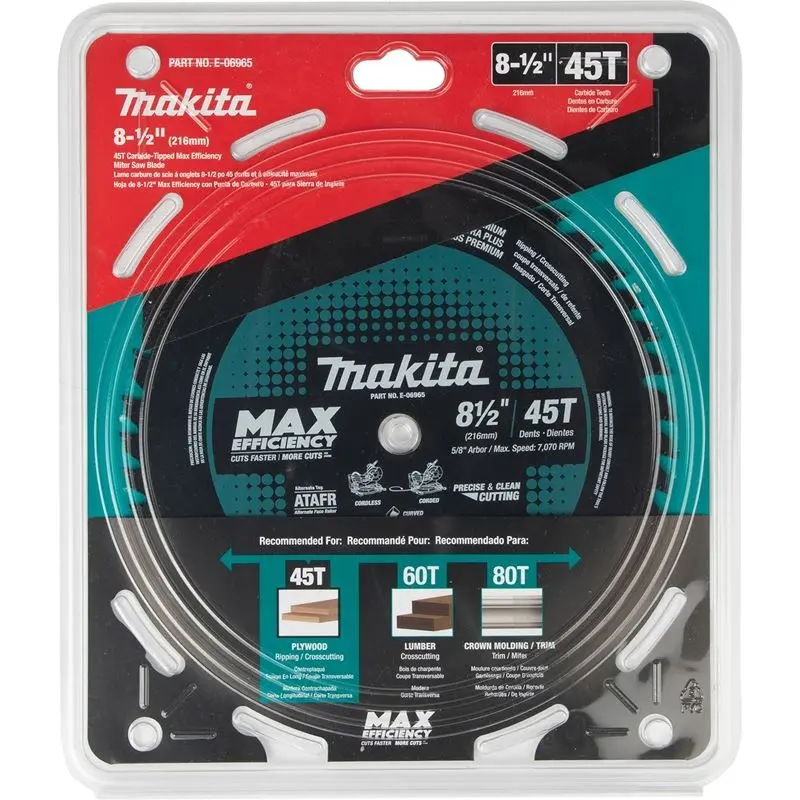Makita E-06965 81/2in 45T CarbideTipped Max Efficiency Miter Saw Blade