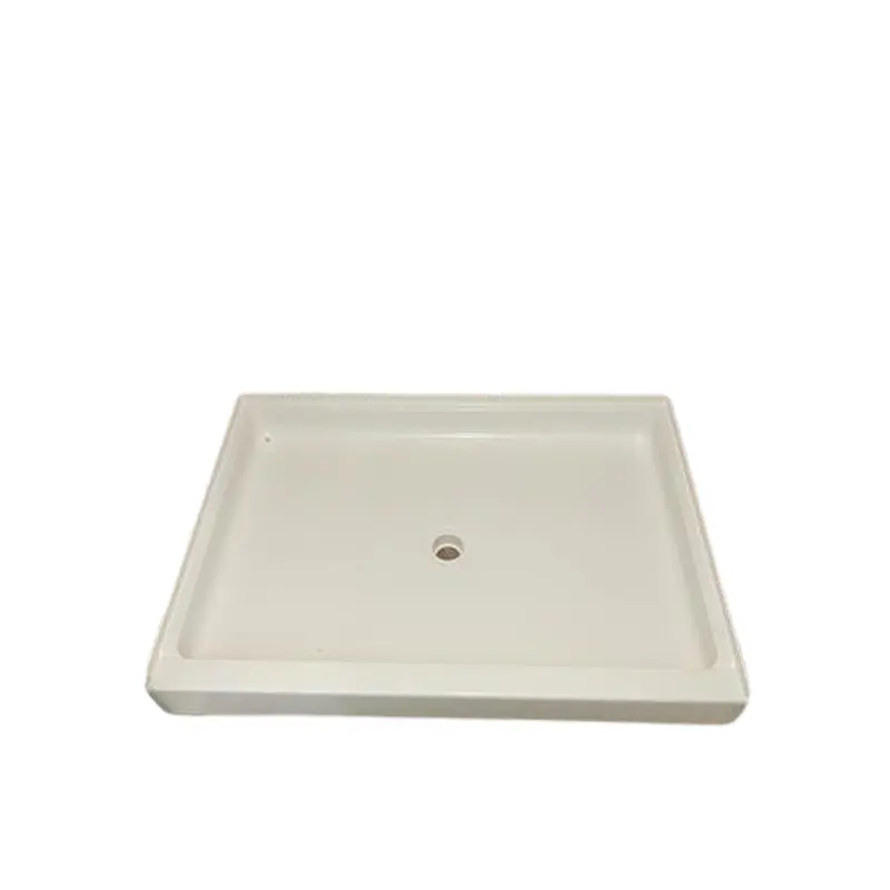 34 in. x 48 in. Solid Surface Single Threshold Center Drain Shower Pan in White