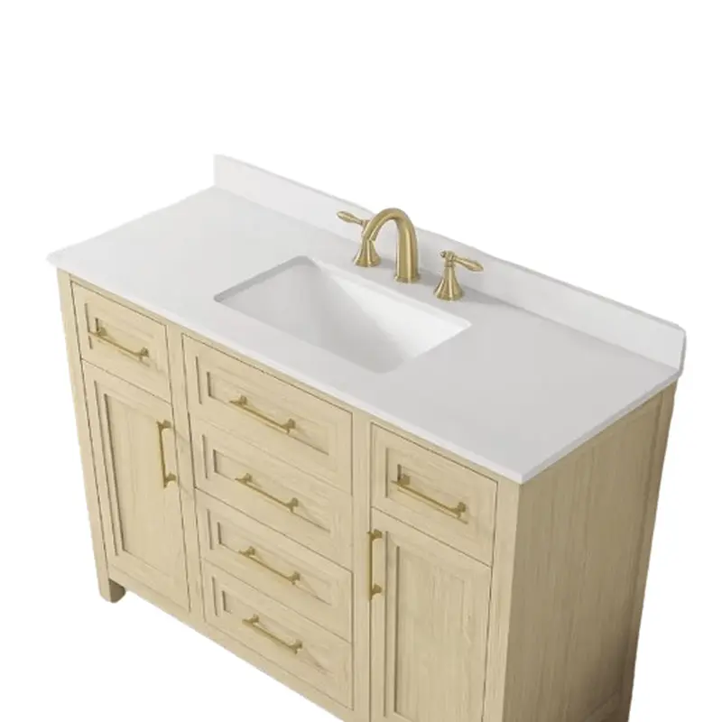 Beaufort 48 in. W x 19 in. D x 34 in. H Single Sink Bath Vanity in Light Birch with White Engineered Stone Top