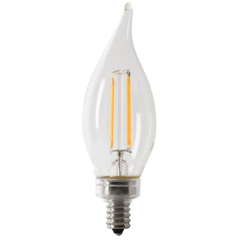 Feit Electric BPCFC40950CAFIL/2/RP LED Bulb, Decorative, Flame Tip Lamp, 40 W Equivalent, E12 Lamp Base, Dimmable, 2/PK