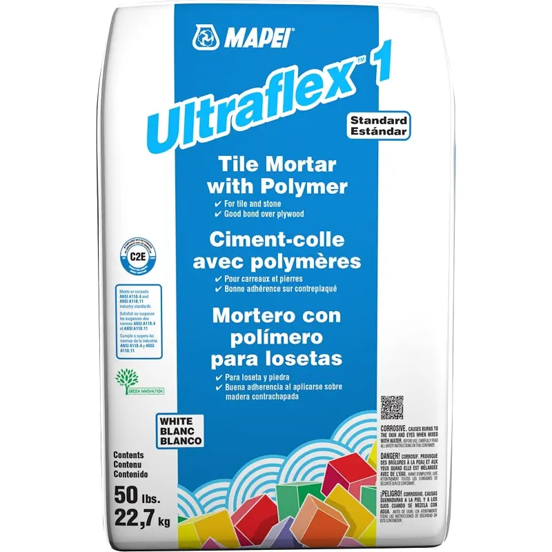 Mapei Ultraflex 1 Series 006004921 Tile Mortar, White, Powder, 50 lb, Bag