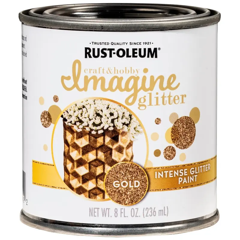 Rust-Oleum Imagine Craft & Hobby 345698 Intense Paint, Glitter Gold, 8 oz, Can