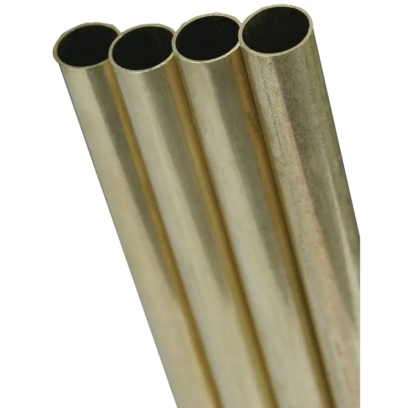 K & S 8140 Decorative Metal Tube, Round, 12 in L, 17/32 in Dia, 0.014 in Wall, Brass