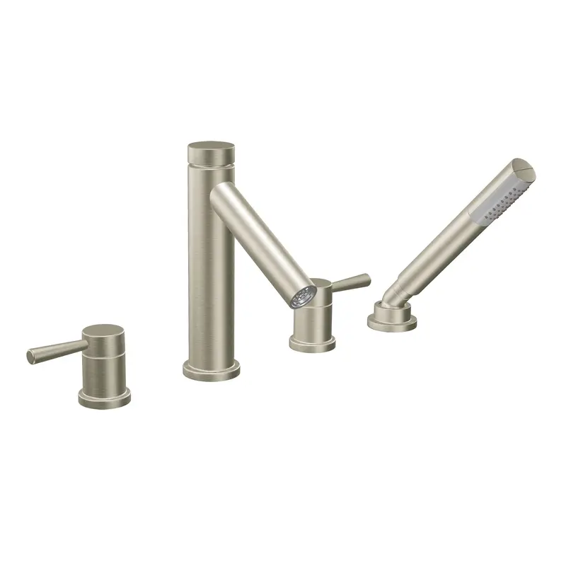 Level Chrome two-handle high arc roman tub faucet includes hand showerChrome