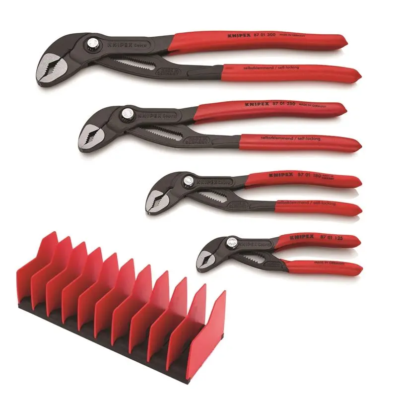 Knipex 9K 00 80 138 US - 4 Piece Cobra Pilers set- with FREE 10 Piece Tool Holder