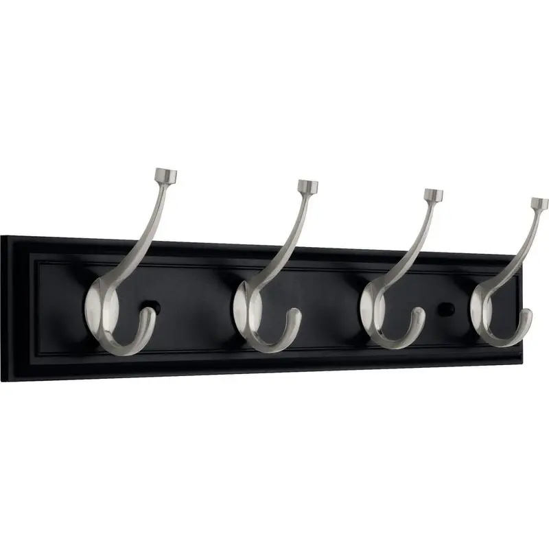 27 in. Black and Satin Nickel Pilltop Deluxe Hook Rack2.7262 / each