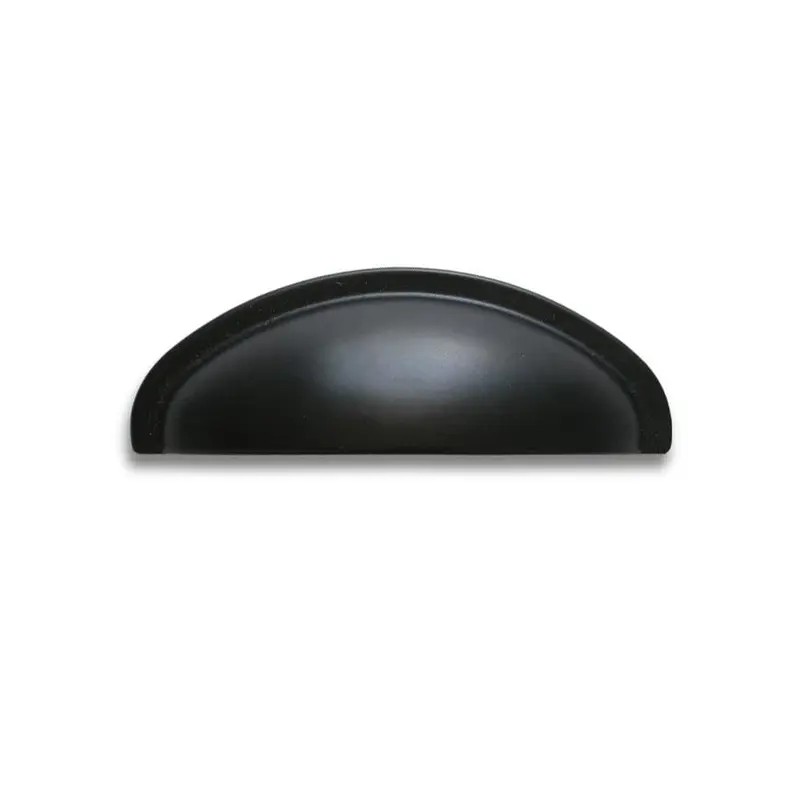 3 in. Center-to-Center Matte Black Cast Metal Traditional Cup Drawer Pull3 in. / Black Iron / .08