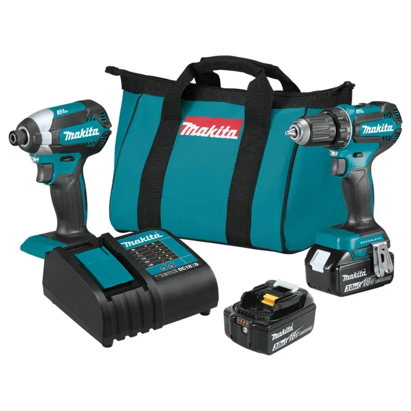 Makita XT281S Brushless Combination Kit, Battery Included, 18 V, 2-Tool, Lithium-Ion Battery
