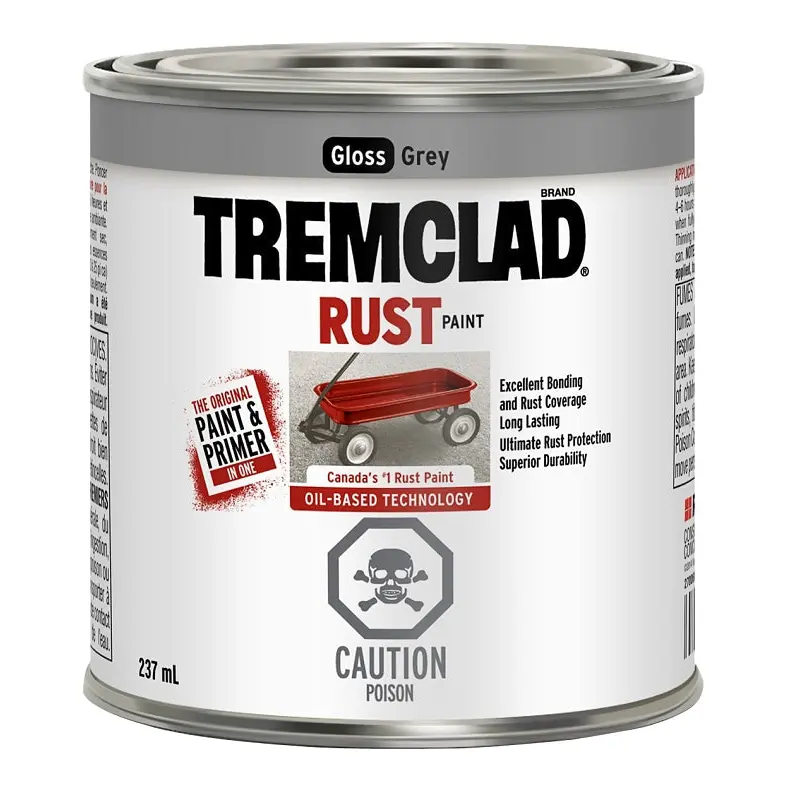 Tremclad 27028X125 Rust Preventative Paint, Oil, Gloss, Gray, 237 mL, Can