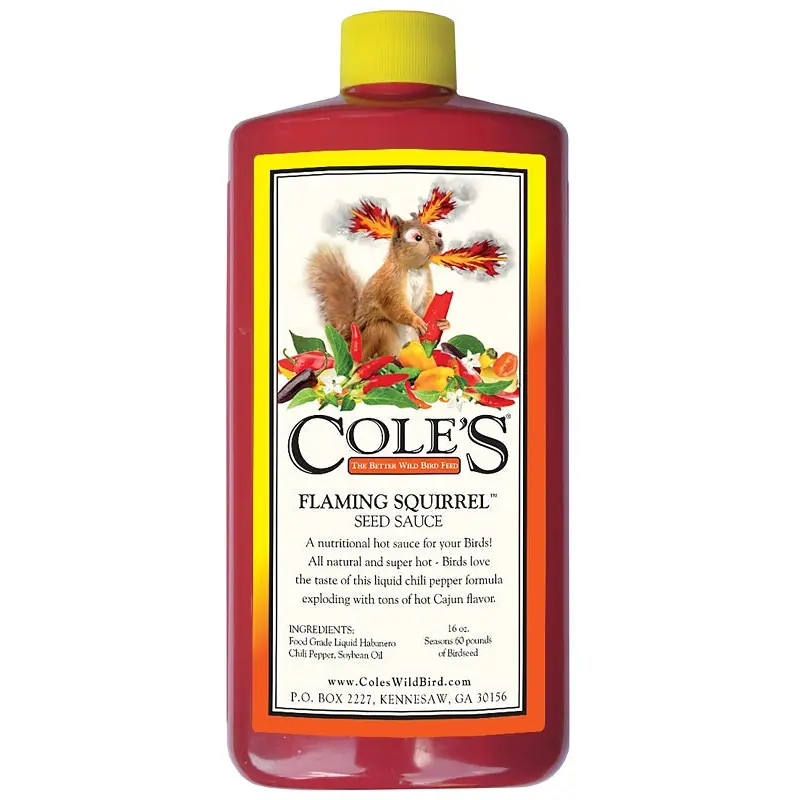 Cole's Flaming Squirrel Seed Sauce FS16 Bird Seed, Cajun Flavor, 16 oz Bottle