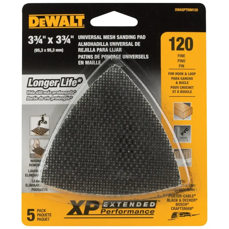 DeWALT DWASPTRIM120 Mesh Sandpaper, 120 Grit, Fine, Silicone Carbide Abrasive, 3-3/4 in L