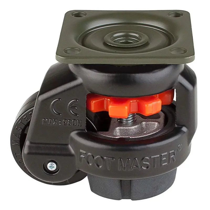 1-5/8 in. Nylon Wheel Top Plate Leveling Caster with Load Rating 110 lbs.Black / .9 / 1