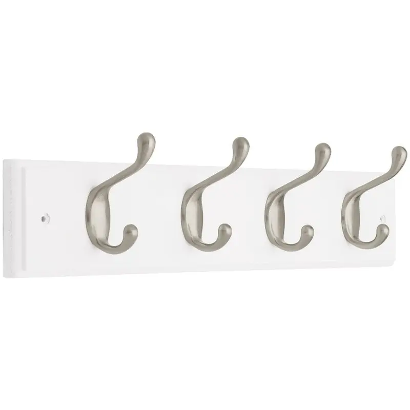 18 in. White and Satin Nickel Heavy-Duty Hook RackBlack and Satin Nickel / 1.32 / 35