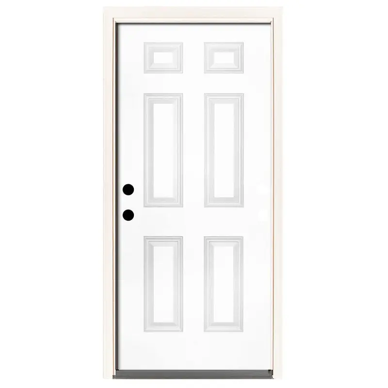 42 in. x 80 in. Premium 6 Panel Primed White Steel Prehung Front DoorWhite Primed / 42 x 80 / Left Hand/Outswing