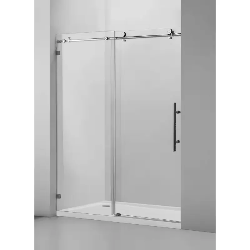 76 in. H x 60 in. W Frameless Sliding Shower Door in Chrome with Clear Tempered Glass