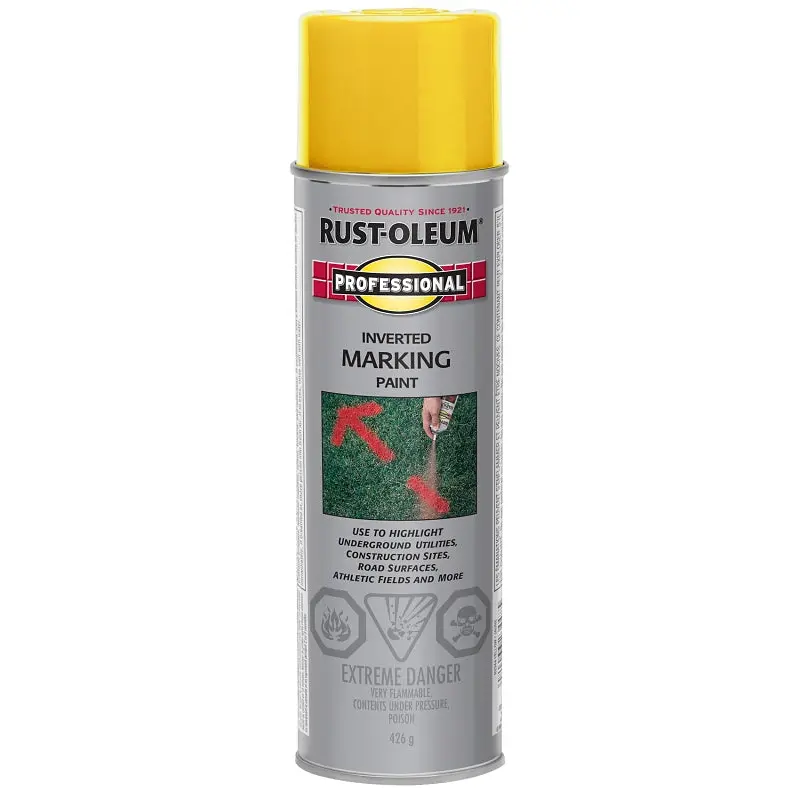 Rust-Oleum N2344838 Inverted Marking Spray Paint, Matte, Caution Yellow, 426 g, Can