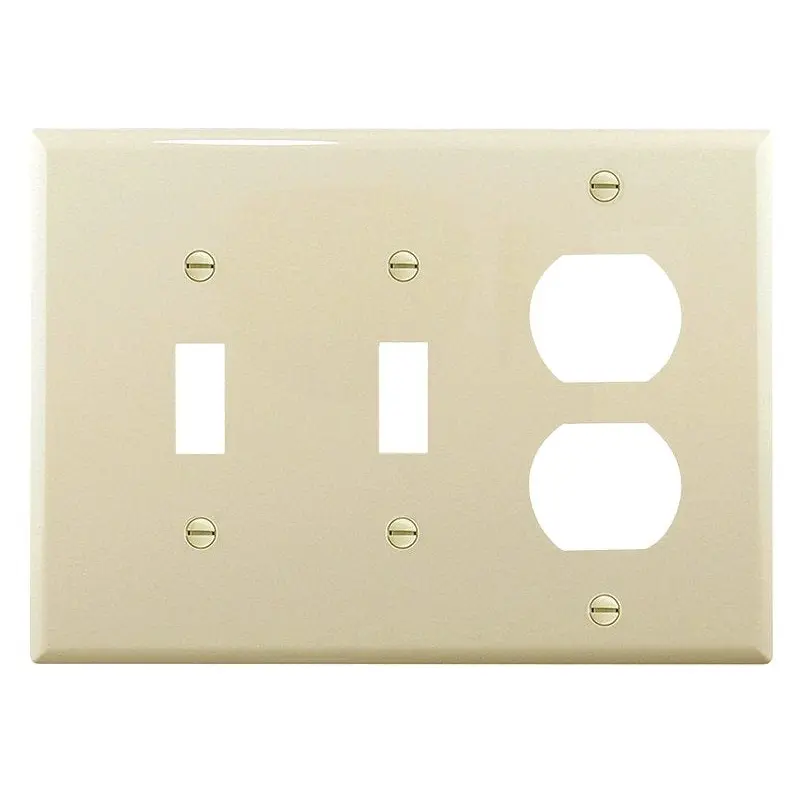 Eaton Wiring Devices PJ28LA Combination Wallplate, 7-1/4 in L, 6 in W, Mid, 3 -Gang, Polycarbonate, Light Almond